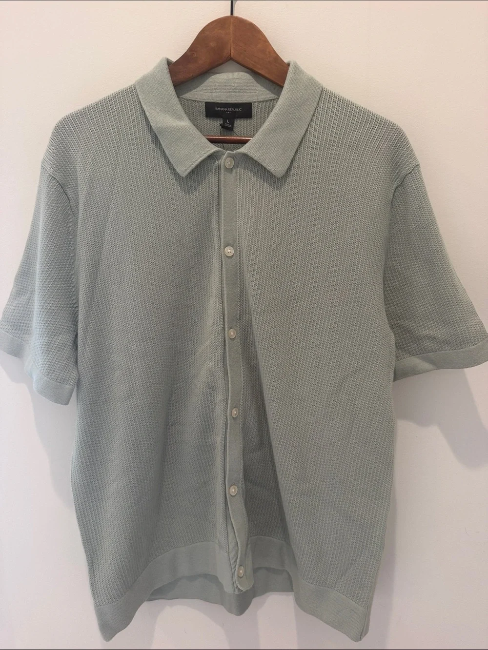 Banana Republic Light Sage Short-Sleeve Button Polo